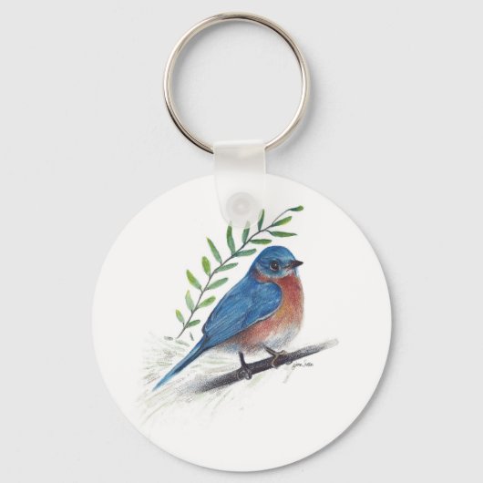 Bluebird Bird Art Sleutelhanger (Voorkant)