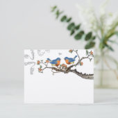 Bluebird Blooming Branch Wedding RSVP Kaartje (Staand voorkant)
