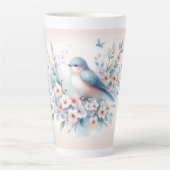 Bluebird Blossom Watercolor Serenity Latte Mok (Voorkant)