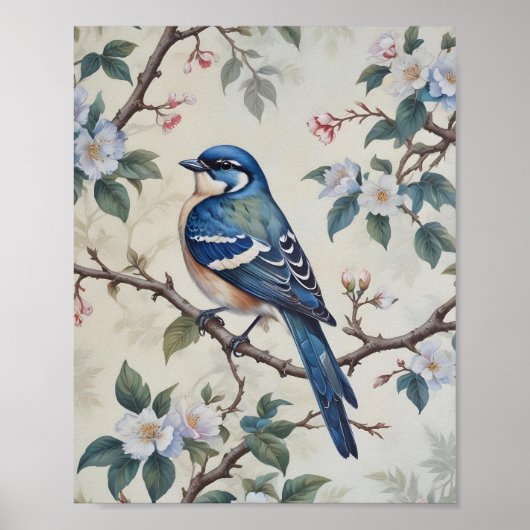  Bluebird & Blossoms Muurkunst Poster (Voorkant)