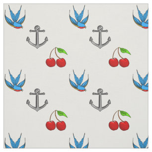 Bluebird Cherry Anchor Pattern, dames in 1950 Stof