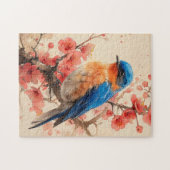 Bluebird Cherry Blossom Tree Painting Legpuzzel (Horizontaal)