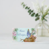 Bluebird dans les roses roses du nid Cartes de vis (Debout devant)