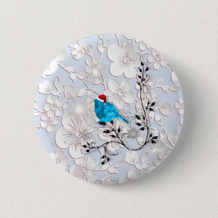 Bluebird die op Santa kijkt Ronde Button 5,7 Cm