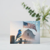 Bluebird en Amerikaanse vlag dank u Briefkaart (Staand voorkant)
