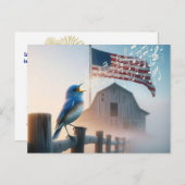 Bluebird en Amerikaanse vlag dank u Briefkaart (Voorkant / Achterkant)