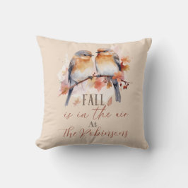 Bluebird en Autumn Plaid familienaam Sierkussen