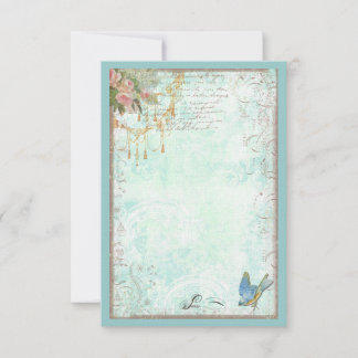 Bluebird en Pink Roses RSVP of tafel Kaart