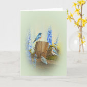 Bluebird familie groet kaart (Gele Bloem)