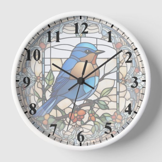 Bluebird Faux Glas in lood Blauwe Vogelklok (Voorkant)