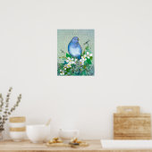 Bluebird Flower Dragonflies Syringa Poster (Keuken)