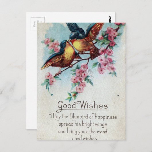 Bluebird Good Wishes Briefkaart (Voorkant / Achterkant)