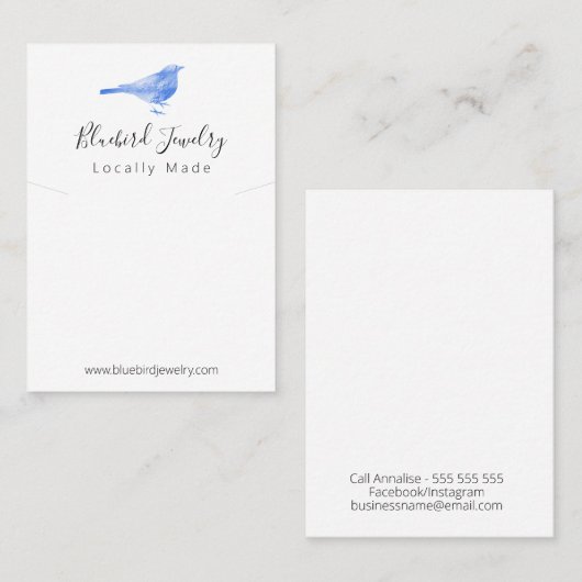 Bluebird Handmade Jewelry Ketting Pendant Visitekaartje (Voorkant / Achterkant)