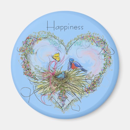 Bluebird Happiness Magnet Magneet (Voorkant)