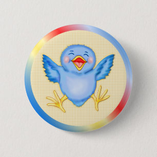 Bluebird Happiness Ronde Button 5,7 Cm
