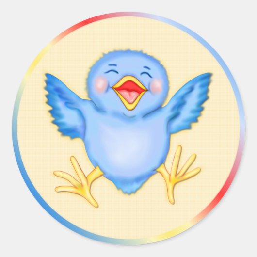 Bluebird Happiness Ronde Sticker (Voorkant)