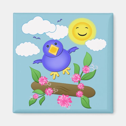 Bluebird Happy Spring Magnet (Devant)
