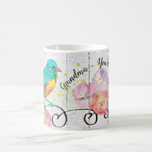 Bluebird Hydrangea Floral Oma Quote Monogram Koffiemok (Center)