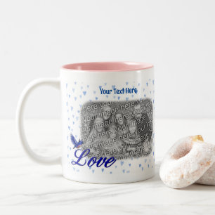 Bluebird Love Blue Hearts Lijst Uw foto toevoegen Tweekleurige Koffiemok