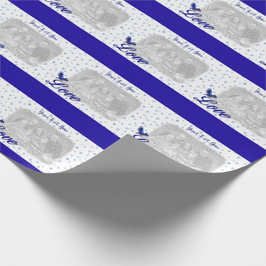 Bluebird Love Blue Hearts Photo Template Cadeaupapier (Hoek)