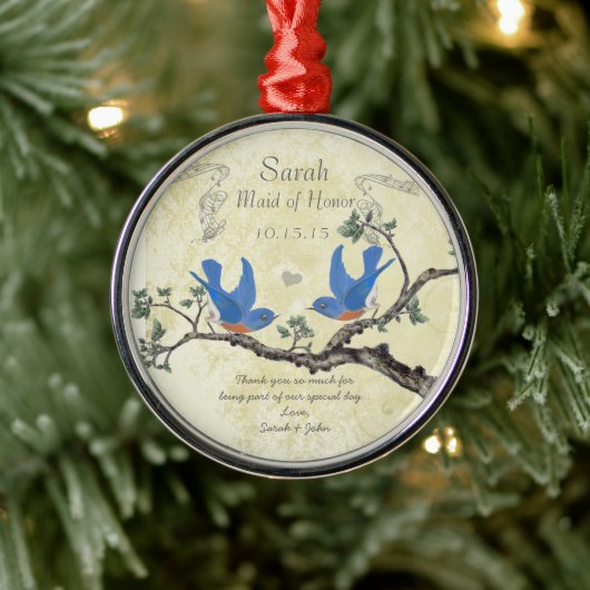  Bluebird Maid of Honor Ornaments Metalen Ornament (Boom)