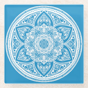Bluebird Mandala Glazen Onderzetter