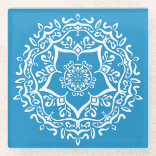 Bluebird Mandala Glazen Onderzetter