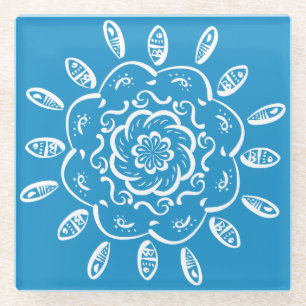 Bluebird Mandala Glazen Onderzetter