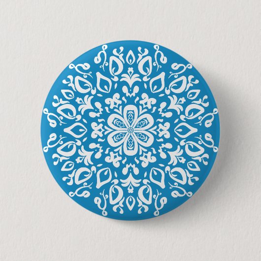 Bluebird Mandala Ronde Button 5,7 Cm (Voorkant)