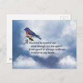 Bluebird Memorial Poem Briefkaart (Voorkant / Achterkant)