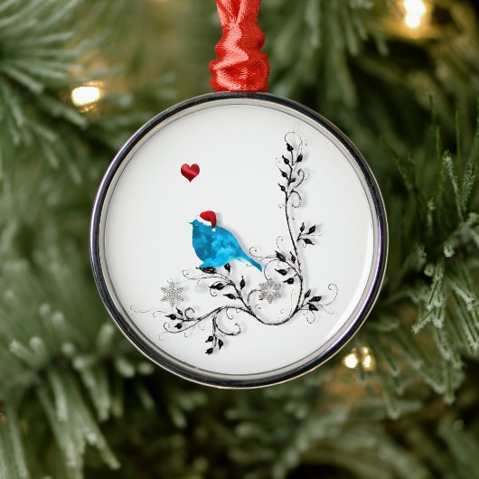 Bluebird met kerst metalen ornament
