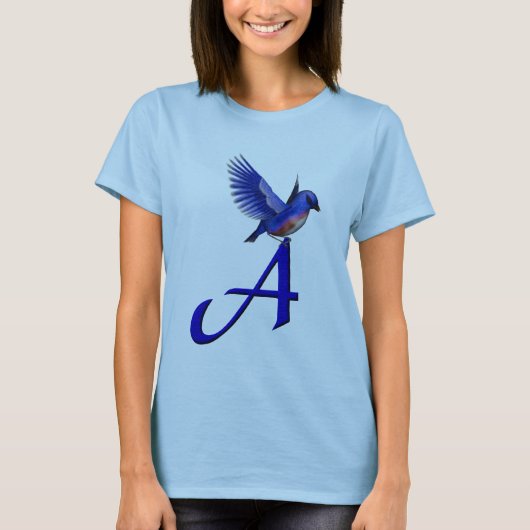 Bluebird Monogram Initiaal A T-shirt (Voorkant)