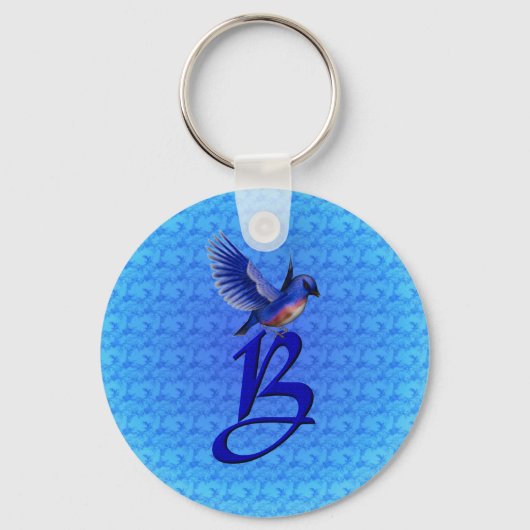 Bluebird Monogram Initiaal B Sleutelhanger (Voorkant)