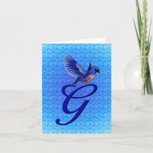 Bluebird Monogram Initiaal G Elegant Notitiekaartje (Voorkant)