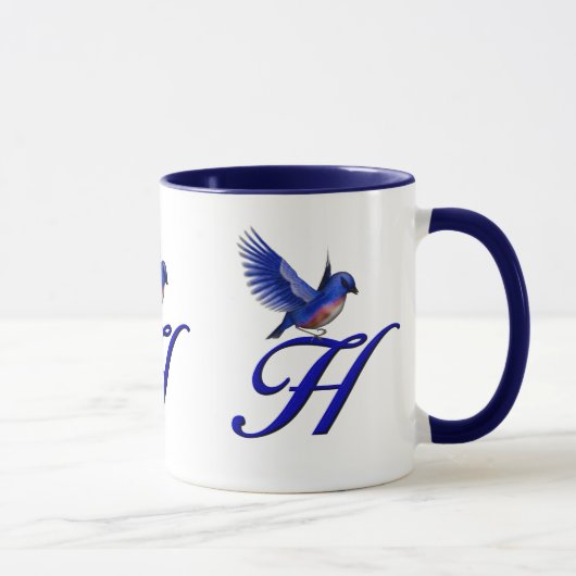 Bluebird Monogram Initiaal H Elegant Mok (Rechts)