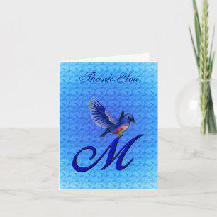 Bluebird Monogram Initiaal M Elegant Bedankkaart