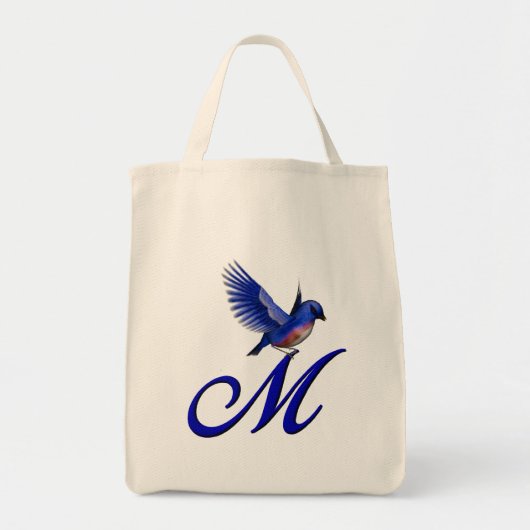 Bluebird Monogram Initiaal M Tote Bag (Voorkant)