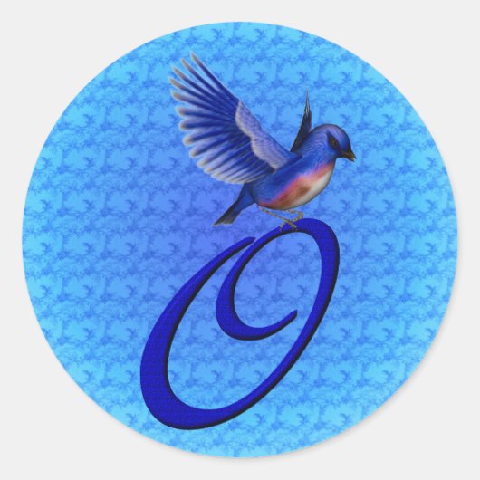 Bluebird Monogram Initiaal O Elegant Ronde Sticker (Voorkant)