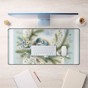 Bluebird Nest met Ornamenten in Winter Pines Bureaumat