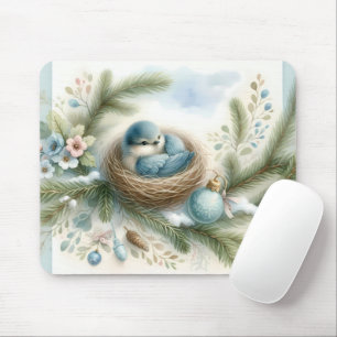 Bluebird Nest met Ornamenten in Winter Pines Muismat