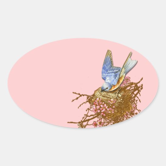 Bluebird & Nest Ronde Stickers (Voorkant)
