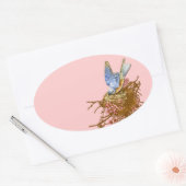 Bluebird & Nest Ronde Stickers (Envelop)