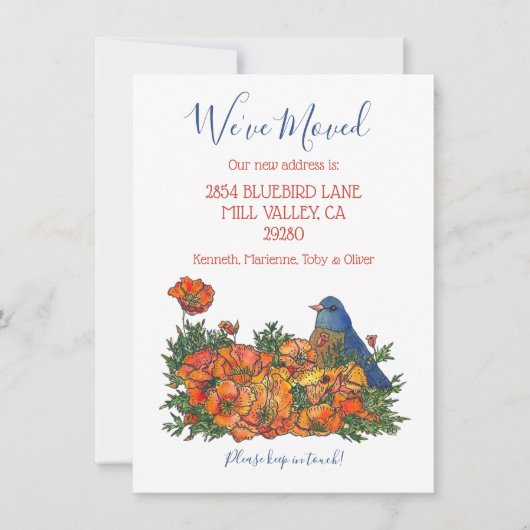 Bluebird Nouveau Faire-part d'adresse (Devant)