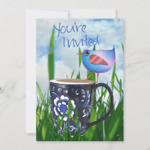 Bluebird of Coffee Happiness Invitation Kaart