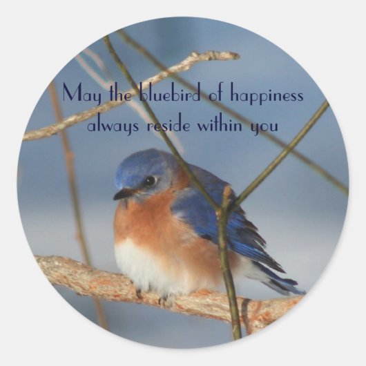 Bluebird of Happiness Inspirerend Sticker (Voorkant)