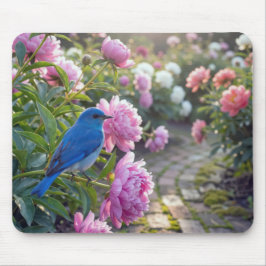 Bluebird On a Pink Peony Muismat