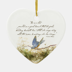Bluebird on Branch Inspirerend gedicht Waterverf Keramisch Ornament