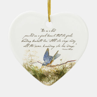 Bluebird on Branch Inspirerend gedicht Waterverf Keramisch Ornament