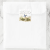 Bluebird on Branch Inspirerend gedicht Waterverf Vierkante Sticker (Tas)