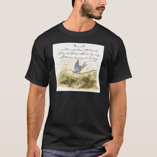Bluebird on Branch Victor Hugo Inspirerend gedicht T-shirt (Voorkant)